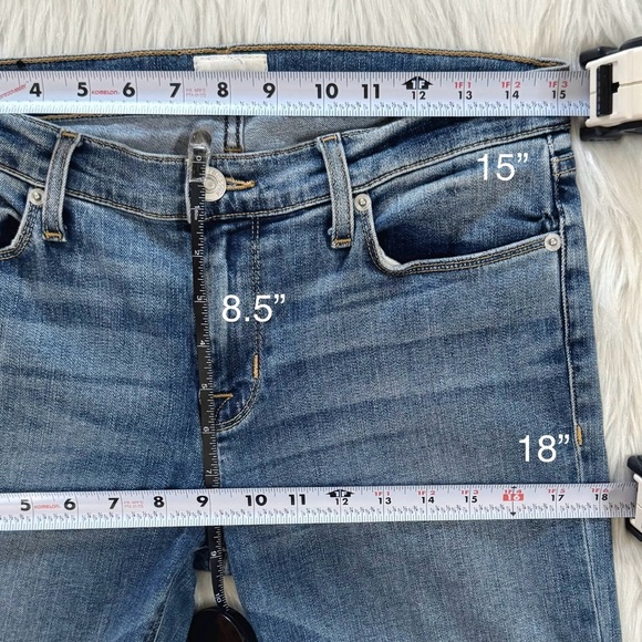 Hudson Wide Cuff Distressed Fringe Hem Medium Wash Cropped Skinny Jeans 29 - Picture 13 of 14